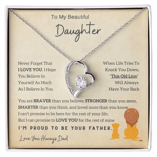 Lion Daughter Necklace - To My Daughter Necklace, Perfect Gift From Dad