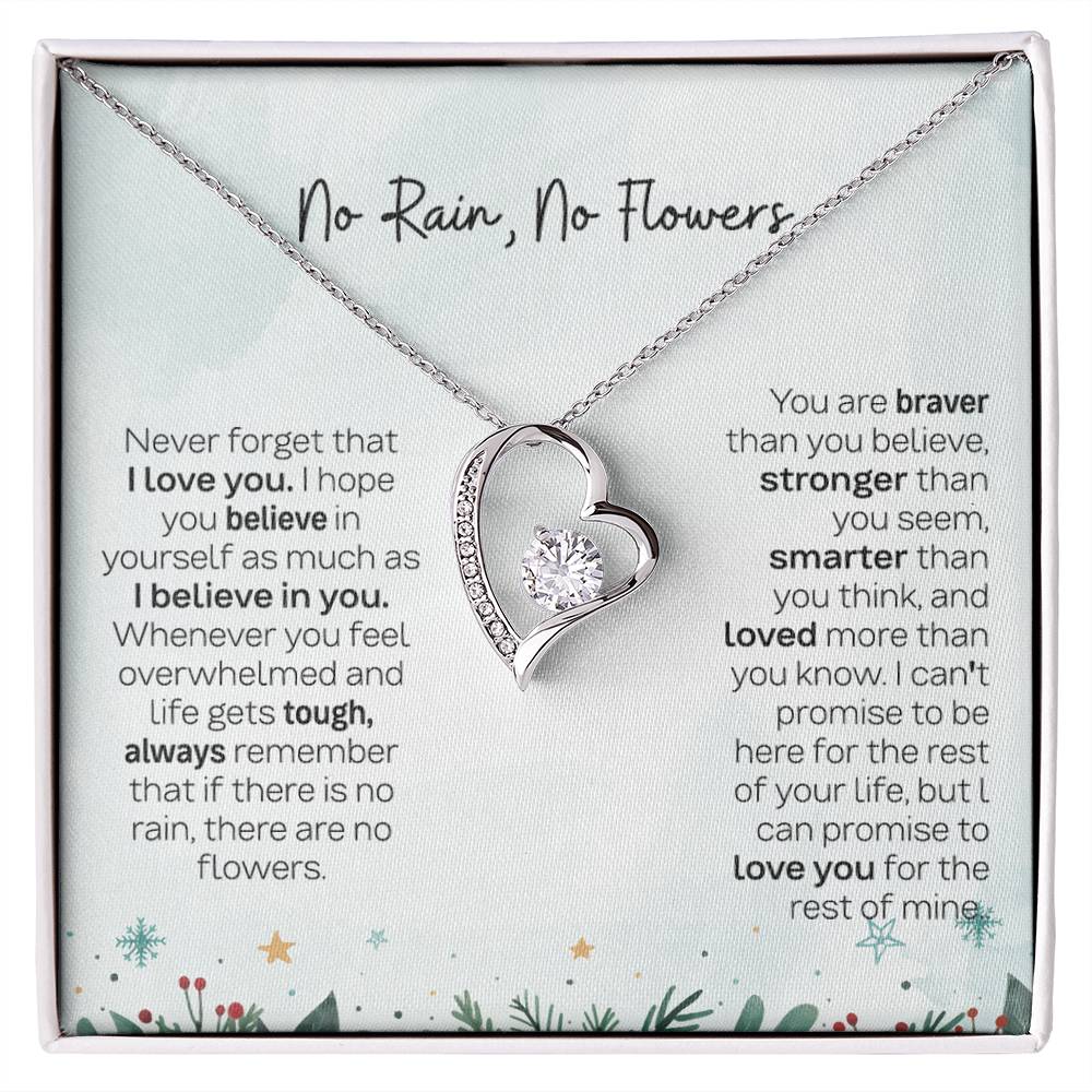 No Rain No Flowers Necklace - To My Daughter Necklace, Christmas Gift For Daughter