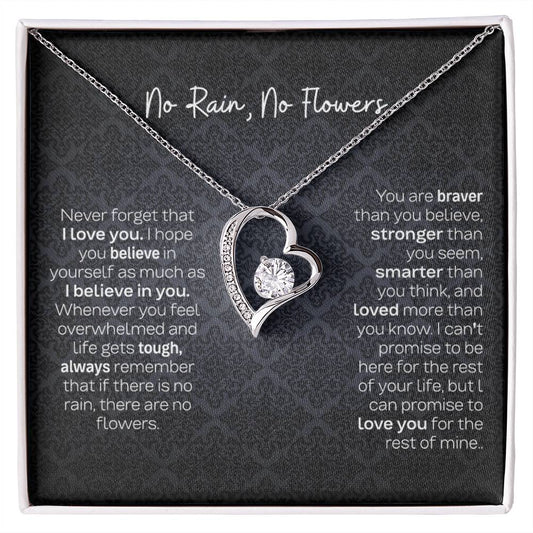 No Rain No Flowers Necklace - Beautiful Gift for Daughter from Dad