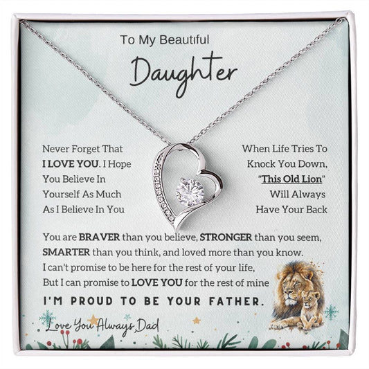 To My Daughter Lion Forever Love Necklace -  Christmas Gift From Dad