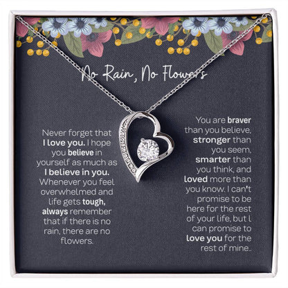 No Rain No Flowers Necklace - Gift For Daughter From Dad, Beautiful Daughter Necklace