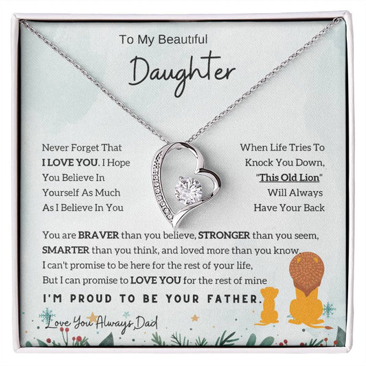 To My Daughter Lion Forever Love Necklace -  Christmas Gift For Daughter