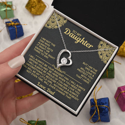 To My Daugher - Love Dad - Forever Love Necklace - Daughter Gift Idea