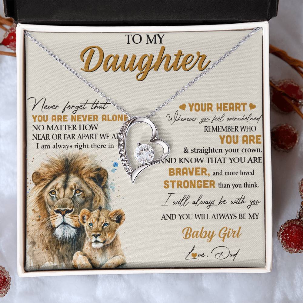 To My Daughter Necklace - Lion - From Dad Necklace Gift Set idea