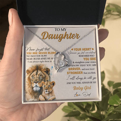 To My Daughter Necklace - Lion - From Dad Necklace Gift Set idea