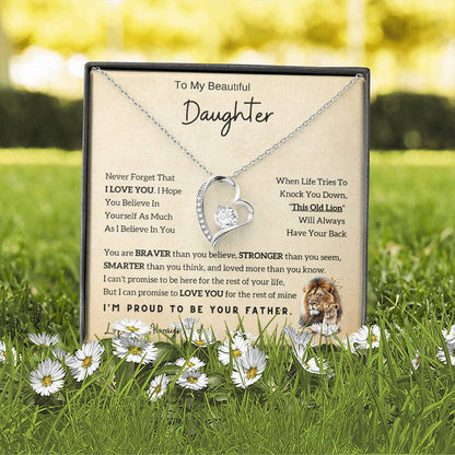 Lion Daughter Necklace - Heartfelt Gift From Dad with Inspirational Message