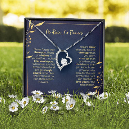 Daughter Necklace - No Rain No Flowers, The Perfect Gift For Daughter From Dad