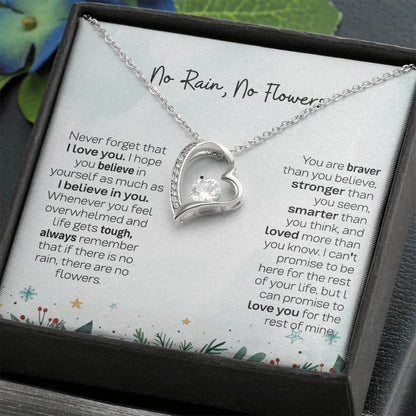 No Rain No Flowers Necklace - To My Daughter Necklace, Christmas Gift For Daughter