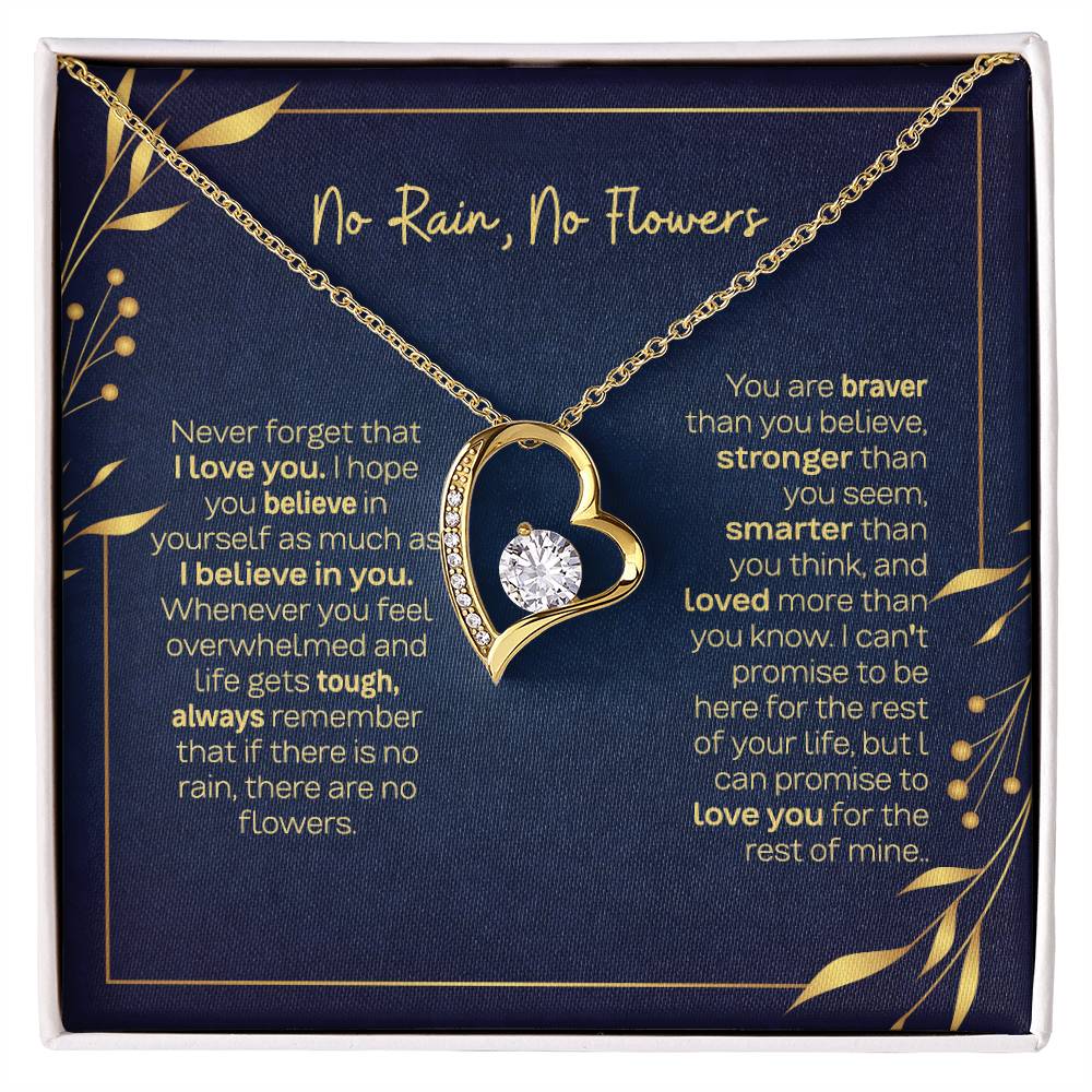 Daughter Necklace - No Rain No Flowers, The Perfect Gift For Daughter From Dad