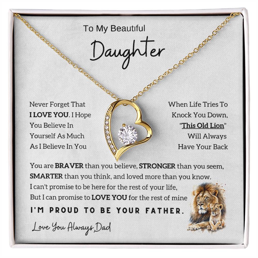 Gift For Daughter From Dad - To My Daughter Lion Necklace with Love