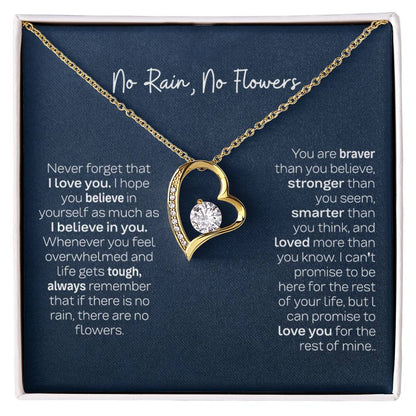 Gift for Daughter - Empowering 'No Rain No Flowers' Necklace