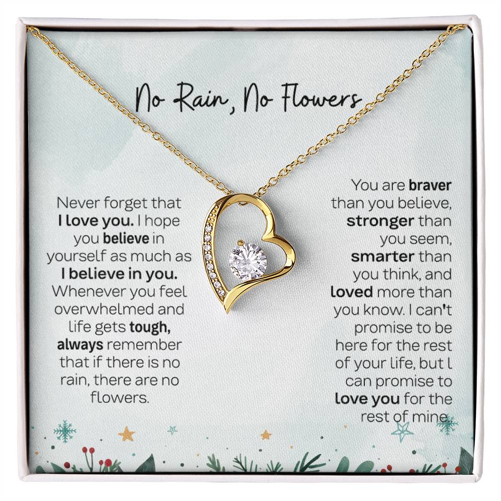 No Rain No Flowers Necklace - To My Daughter Necklace, Christmas Gift For Daughter