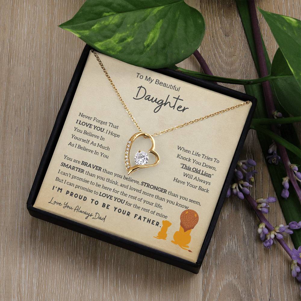 Lion Daughter Necklace - To My Daughter Necklace, Perfect Gift From Dad