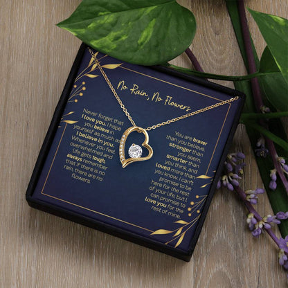 Daughter Necklace - No Rain No Flowers, The Perfect Gift For Daughter From Dad