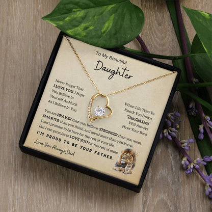 Lion Daughter Necklace - Heartfelt Gift From Dad with Inspirational Message