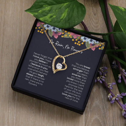 No Rain No Flowers Necklace - Gift For Daughter From Dad, Beautiful Daughter Necklace