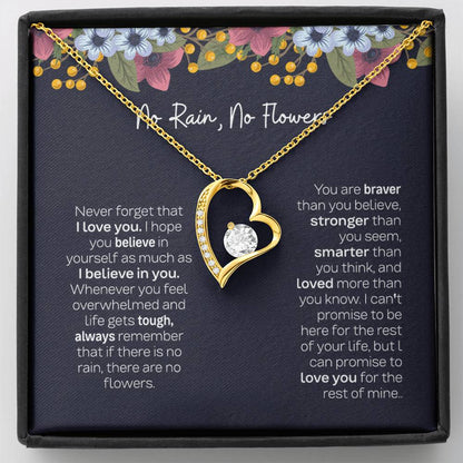 No Rain No Flowers Necklace - Gift For Daughter From Dad, Beautiful Daughter Necklace