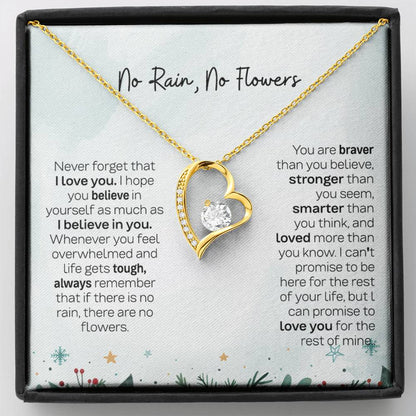 No Rain No Flowers Necklace - To My Daughter Necklace, Christmas Gift For Daughter