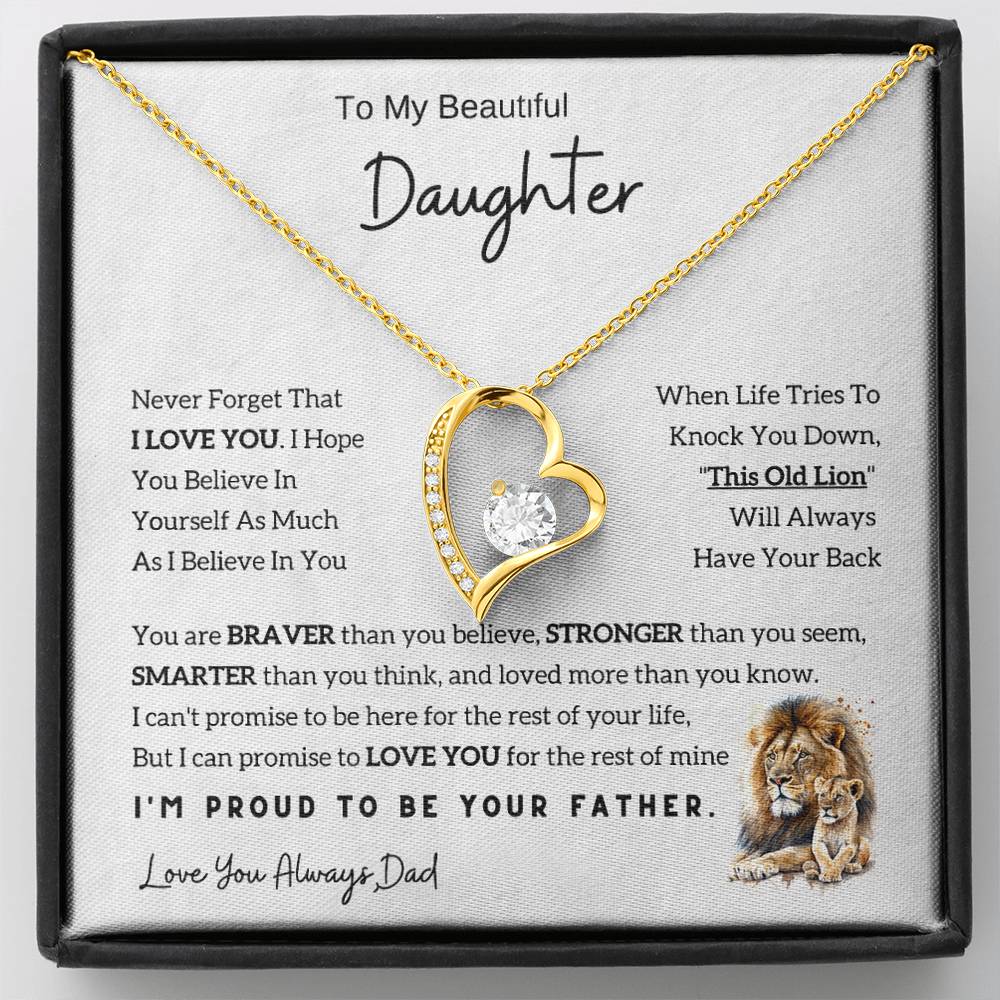 Gift For Daughter From Dad - To My Daughter Lion Necklace with Love