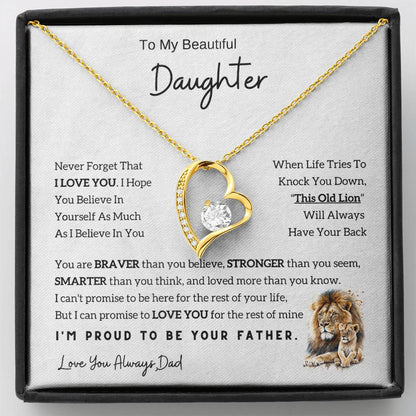 Gift For Daughter From Dad - To My Daughter Lion Necklace with Love