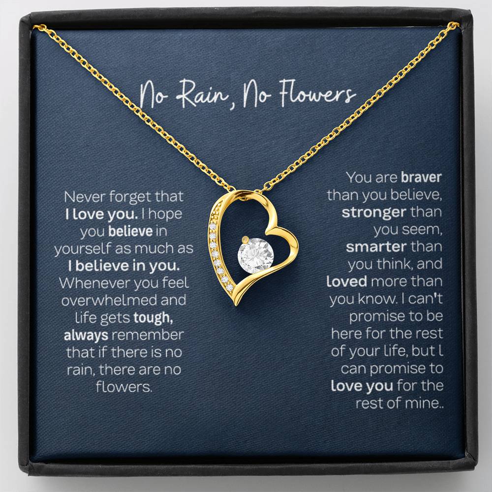 Gift for Daughter - Empowering 'No Rain No Flowers' Necklace