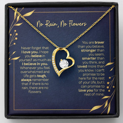 Daughter Necklace - No Rain No Flowers, The Perfect Gift For Daughter From Dad