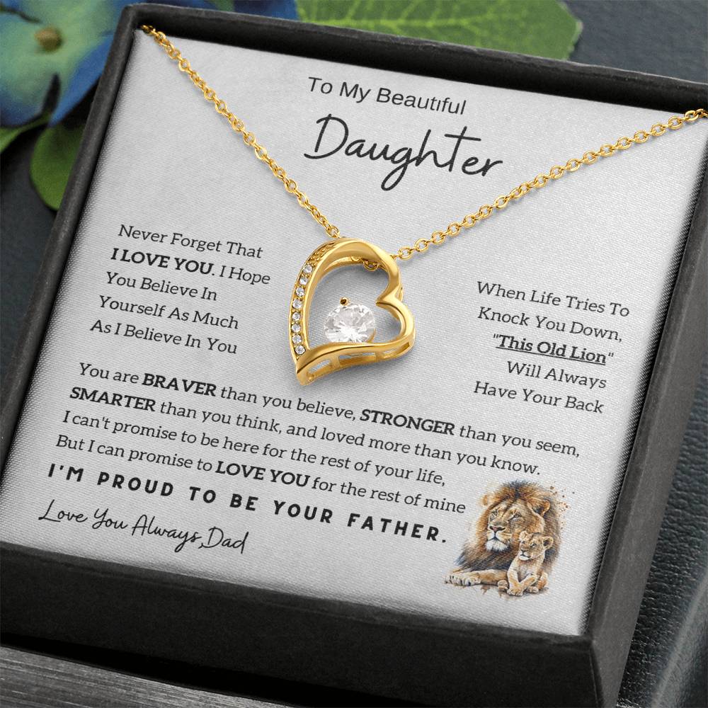 Gift For Daughter From Dad - To My Daughter Lion Necklace with Love