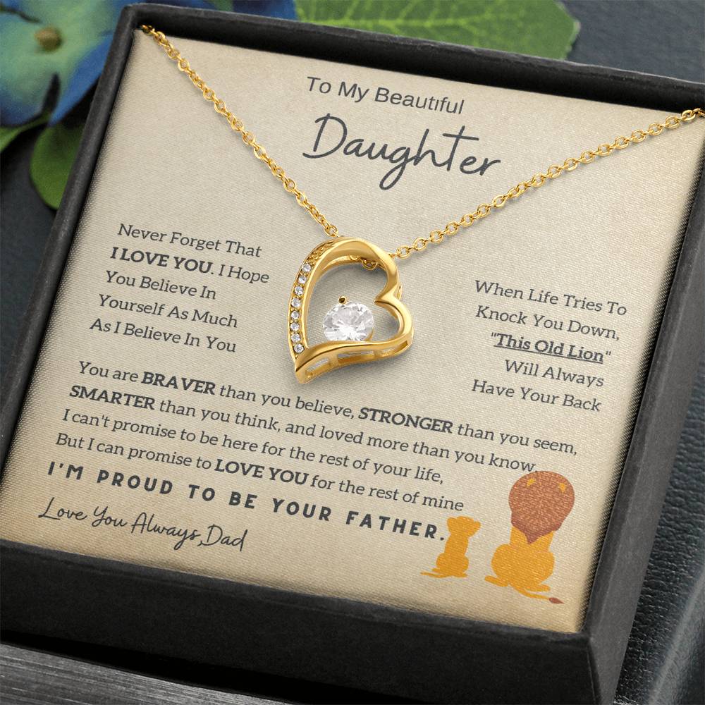 Lion Daughter Necklace - To My Daughter Necklace, Perfect Gift From Dad