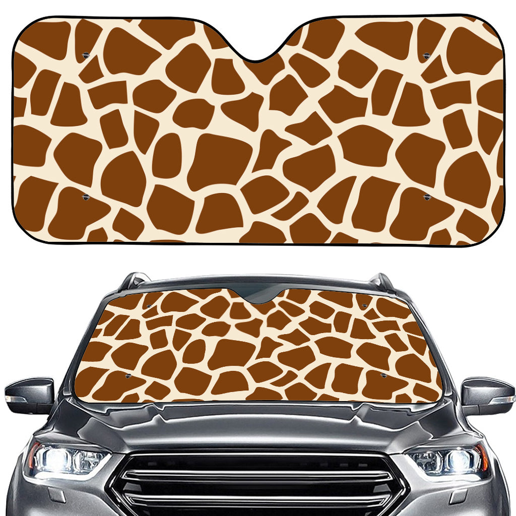Brown Giraffe Pattern Print Car Windshield Sun Shade