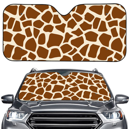 Brown Giraffe Pattern Print Car Windshield Sun Shade