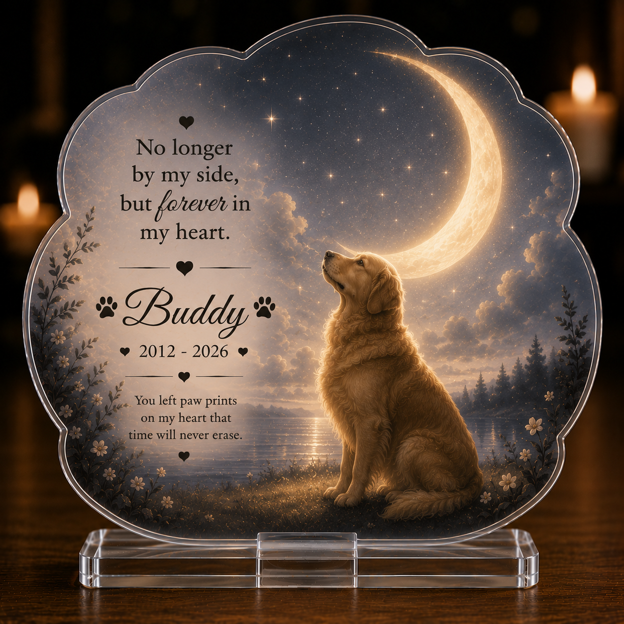 Dog Memorial Gift for Loss of Dog Moon Memorial Acrylic Plaque