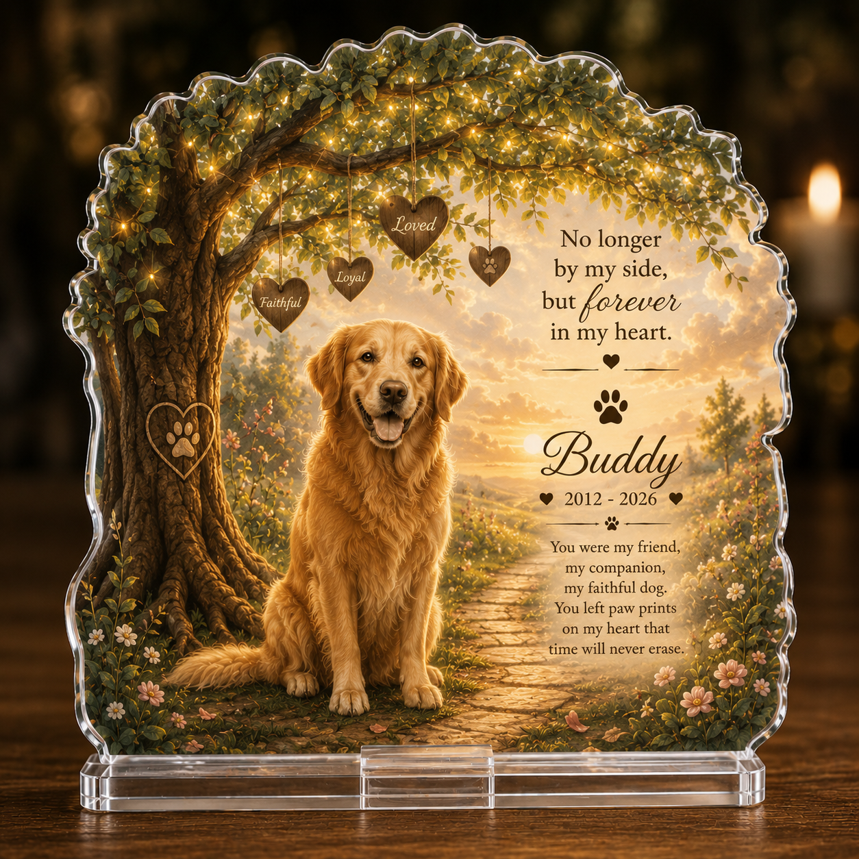 Dog Memorial Gift for Loss of Dog Tree of Life Acrylic Plaque