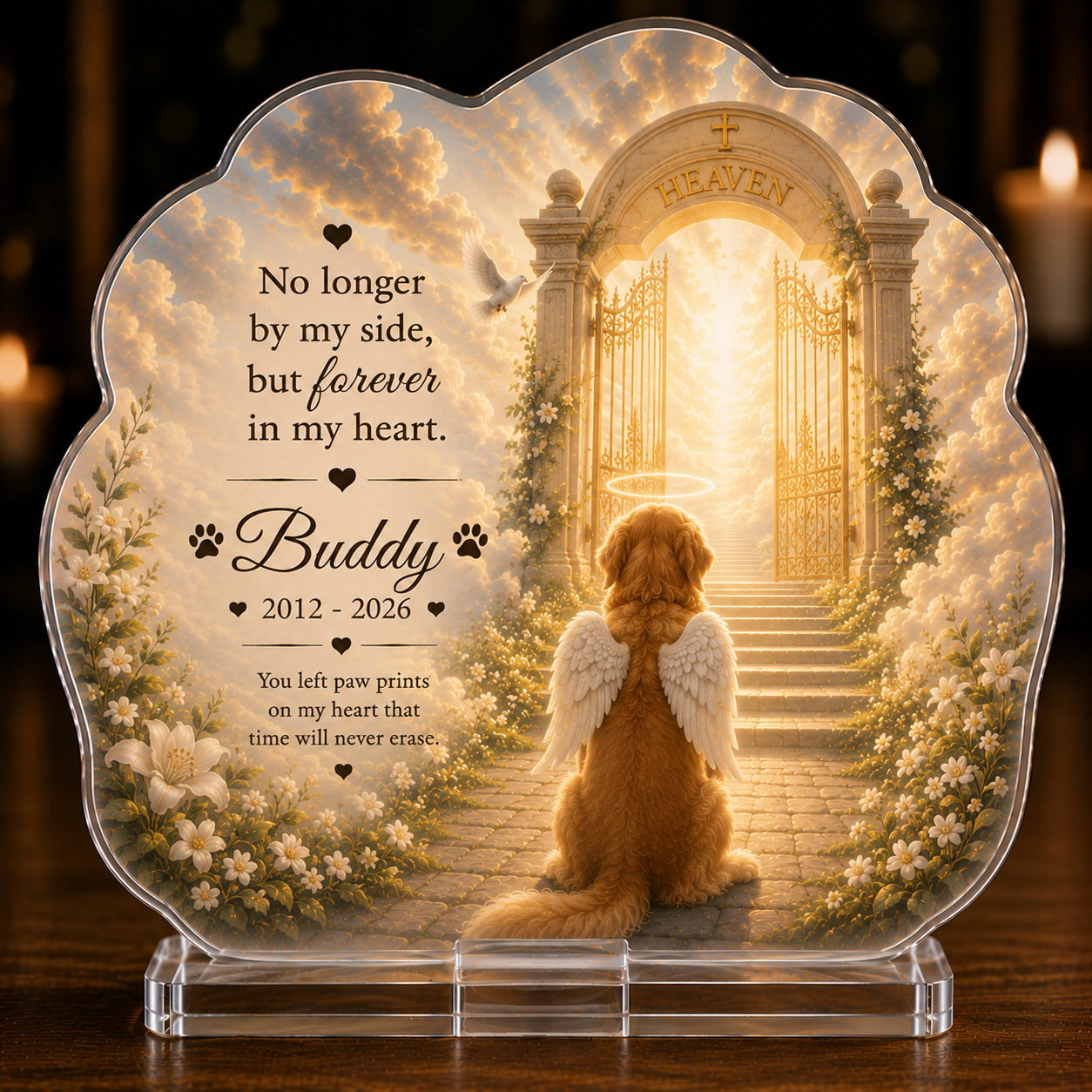 Christian Dog Memorial Gift for Loss of Dog Waiting At Heaven's Door Acrylic Plaque