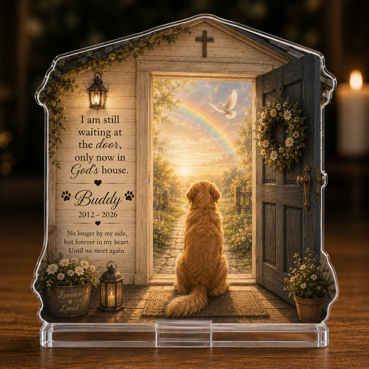 Dog Memorial Gift for Loss of Dog Waiting At The Door Acrylic Plaque