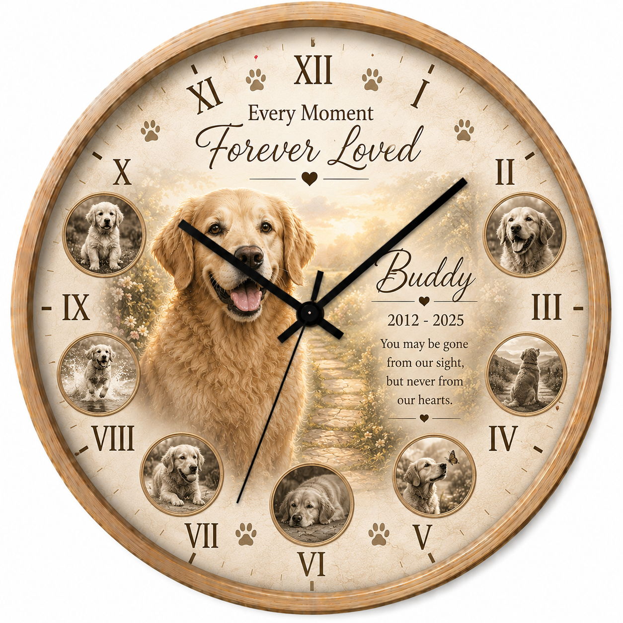 Clock Of Memories dog memorial wall clock