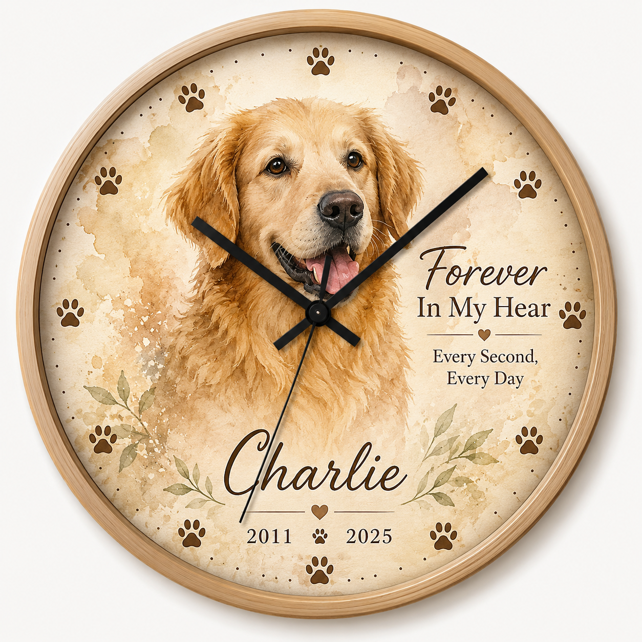 Forever With Time dog memorial wall clock
