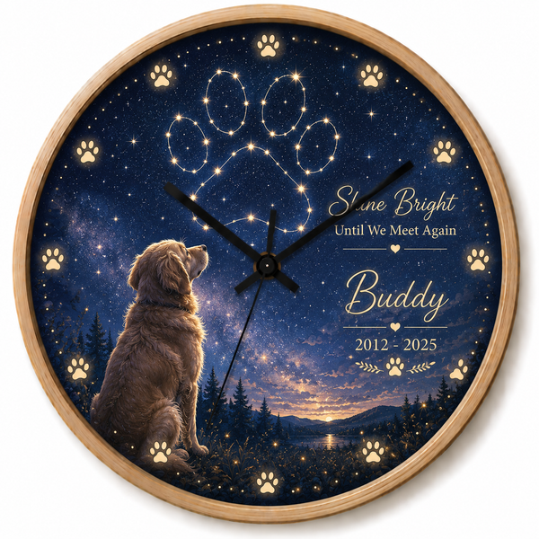 Personalized Dog Memorial Wall Clock - Paw Constellation Pet Loss Gift