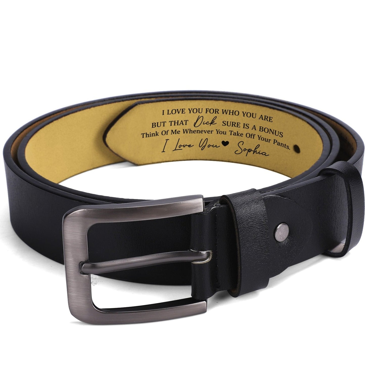 Engraved Leather Belt - Funny Personalized Gift For Husband Boyfriend