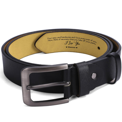 Personalized Engraved Leather Belt - Funny Gift For Husband Boyfriend