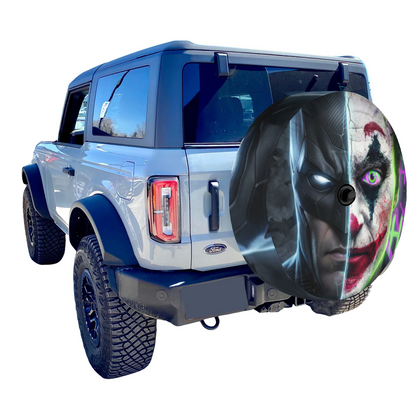 Batman and Joker Face Leather Spare Tire Cover-PersonalizedFury