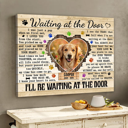 Pet Memorial Canvas – Waiting at the Door, Custom Photo Gift