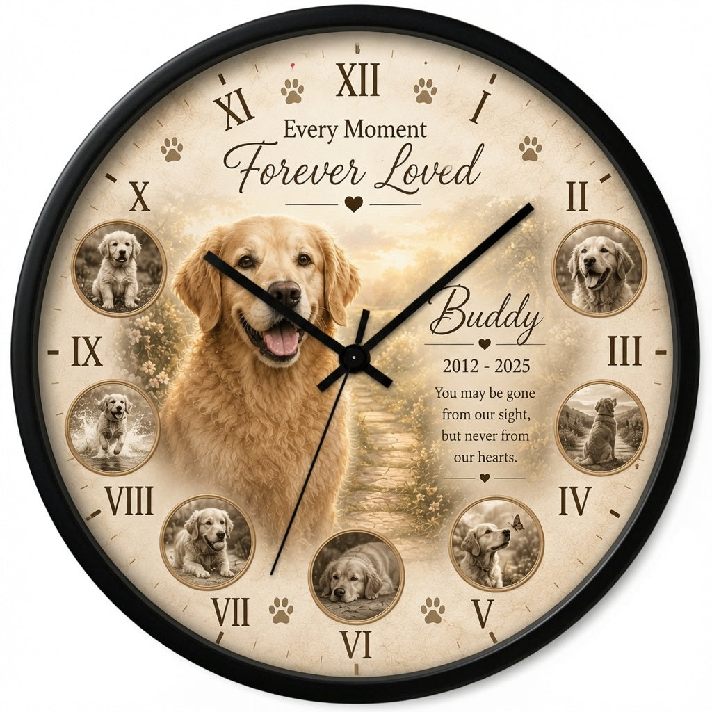 Personalized Dog Memorial Wall Clock - Clock of Memories Pet Sympathy Gift