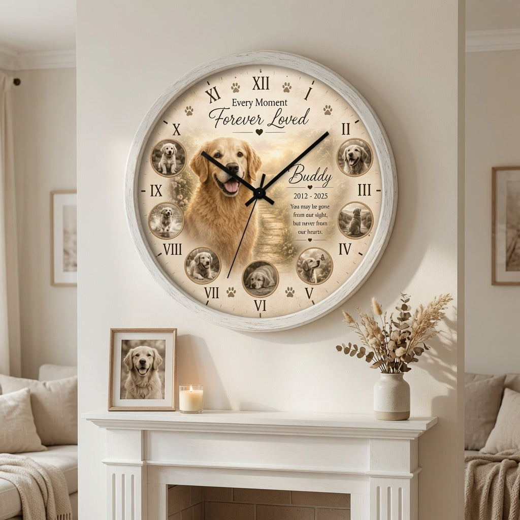 Personalized Dog Memorial Wall Clock - Clock of Memories Pet Sympathy Gift