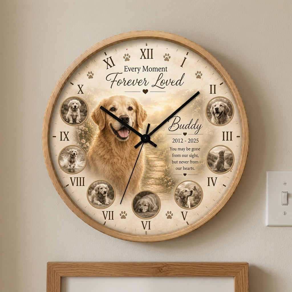 Personalized Dog Memorial Wall Clock - Clock of Memories Pet Sympathy Gift