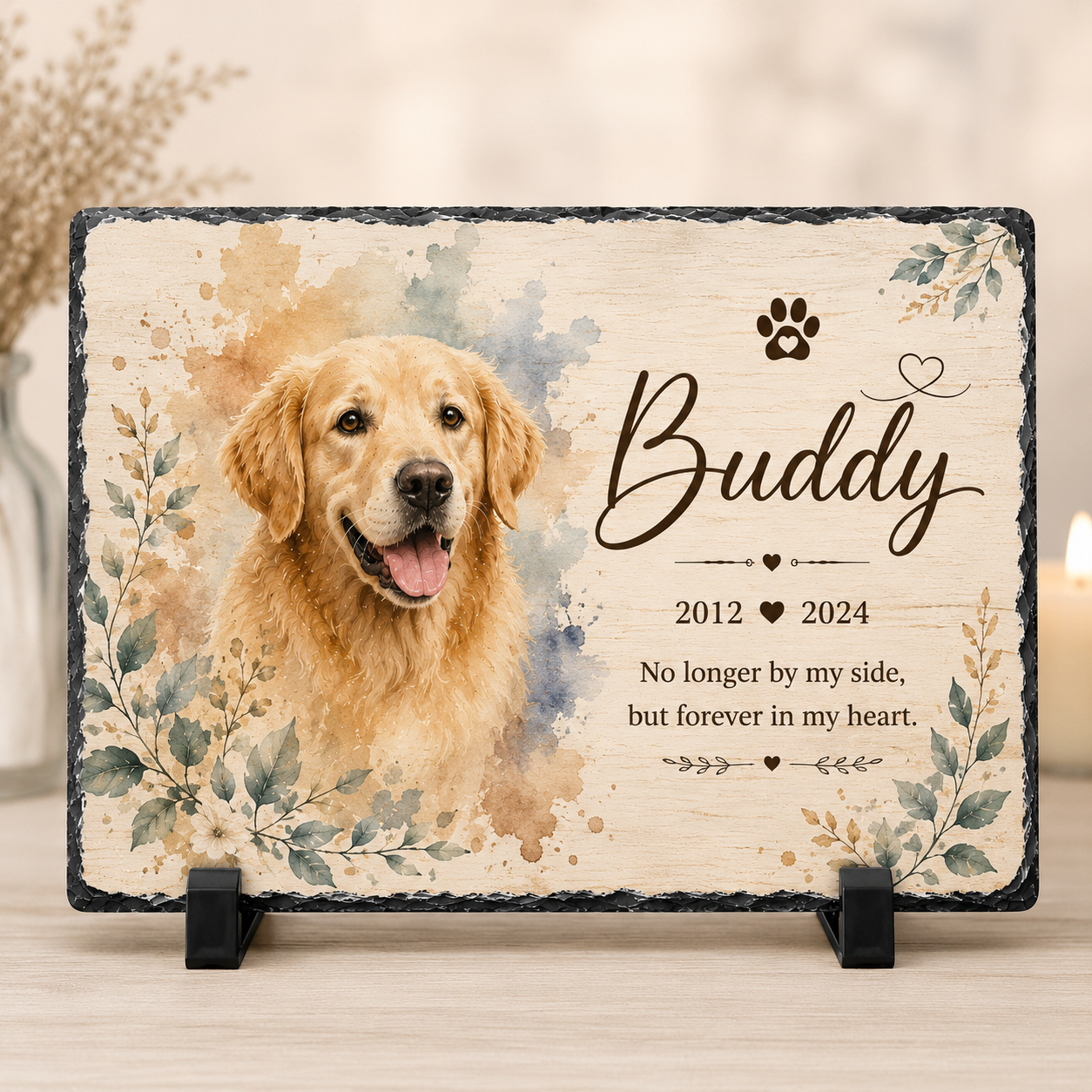 Watercolor Portrait Memorial slate plaque rectangle mockup