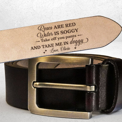 Roses Are Red - Personalized Engraved Leather Belt