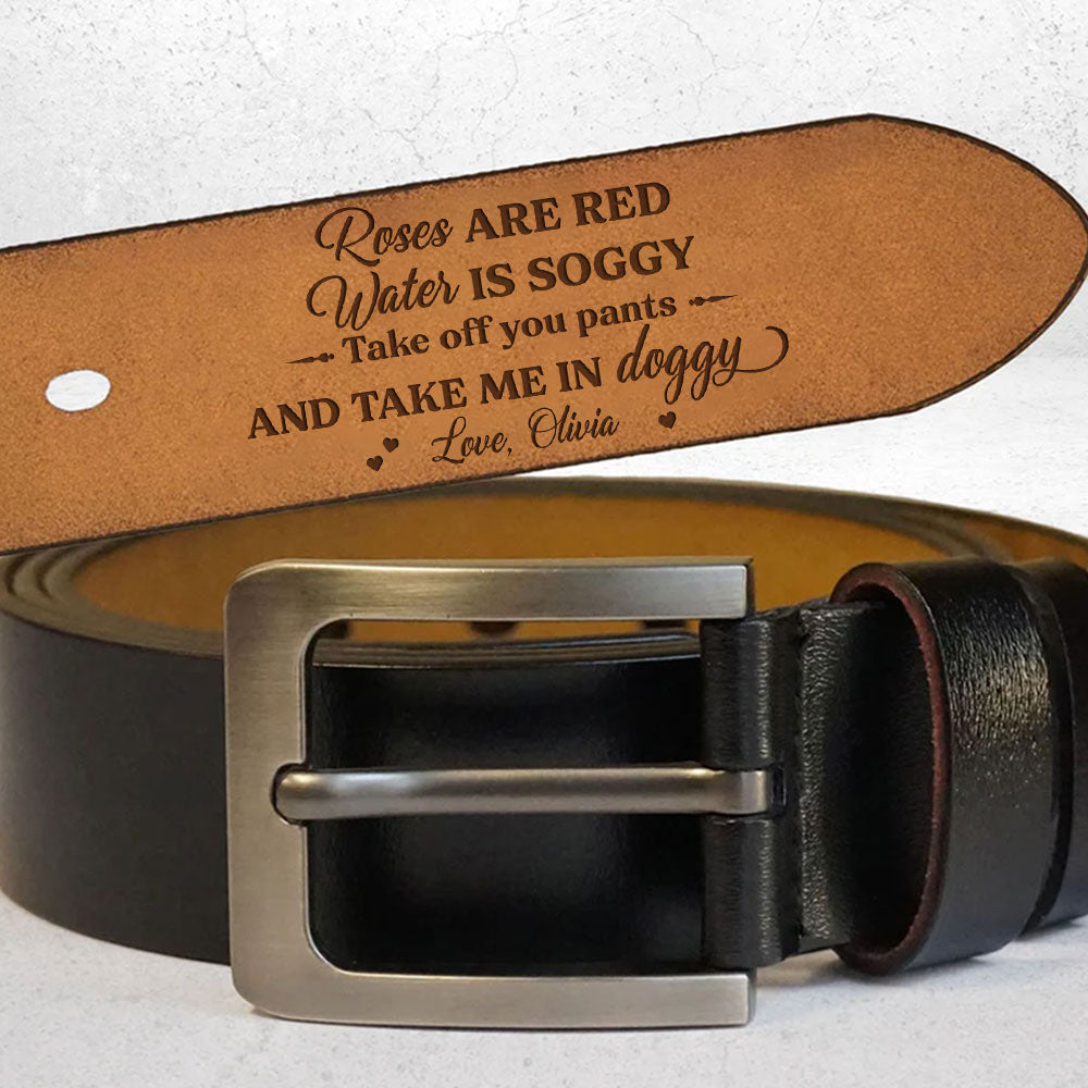 Roses Are Red - Personalized Engraved Leather Belt