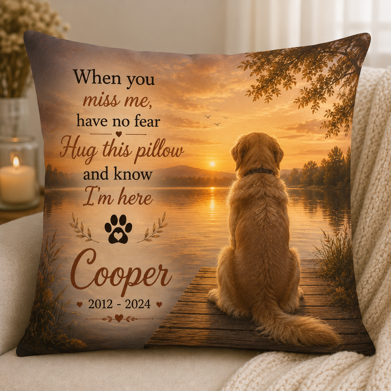 Personalized Dog Memorial Pillow Angel Wings Memorial