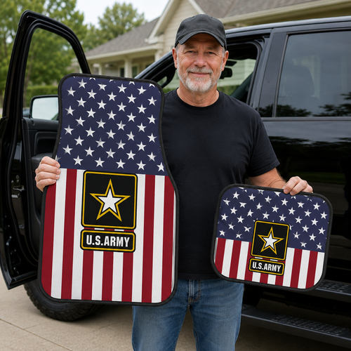 Army Veteran Floor Mats – U.S. Army American Flag Car Floor Mats Gift for Veterans