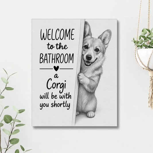 Funny Corgi Bathroom Wall Art – Corgi Poster & Toilet Decor Gift